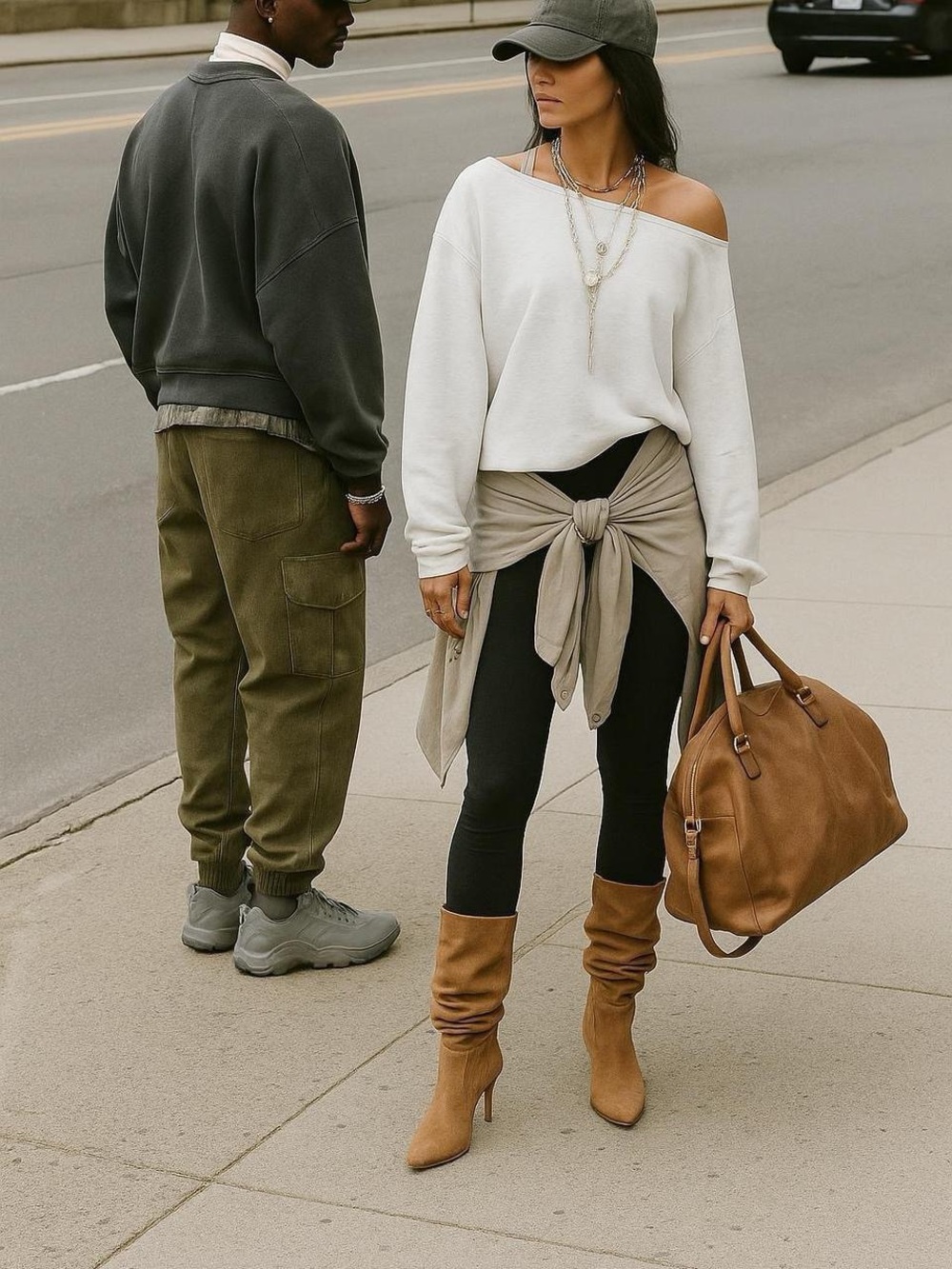 Tan suede mid calf slouchy boot size 10